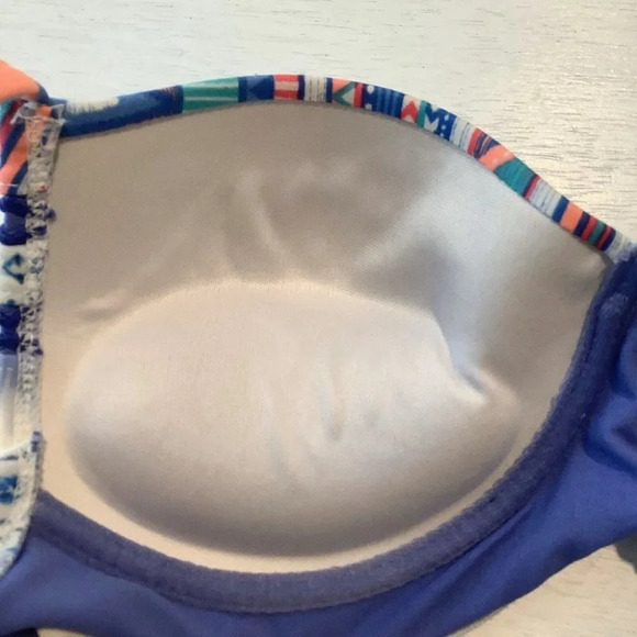 OP Multi-Color Padded Spaghetti Strap Bikini Swim Top Junior's Size Small - Picture 5 of 6